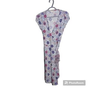 Boden Wrap Jersey Dress Floral Short Sleeve US 4P